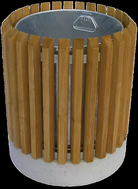 Abfallbehälter LEEDS, Eschenholzbelattung