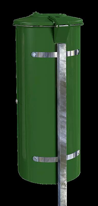 Abfallbehälter NEWPORT, 110 Liter, zum Einbetonieren, in RAL 6005 moosgrün