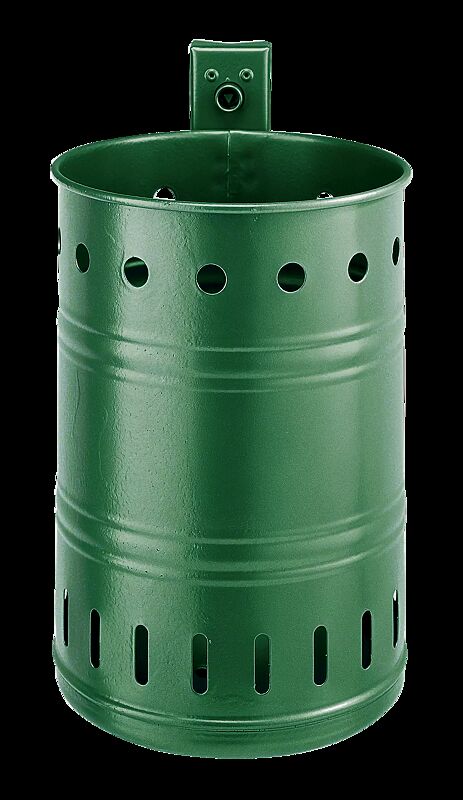 Abfallbehälter NOSTALGIA, mit Lochoptik, 20 Liter, in RAL 6005 mossgrün