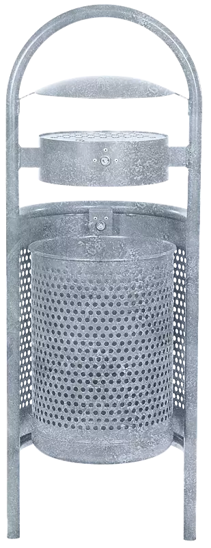 Abfallbehälter MILTON mit Ascher, zum Einbetonieren, feuerverzinkt