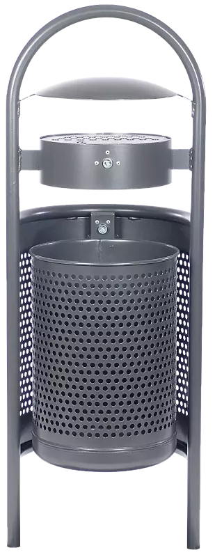 Abfallbehälter MILTON mit Ascher, zum Einbetonieren, in DB 703 eisenglimmer