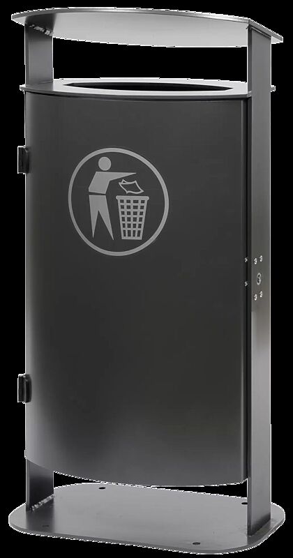 Abfallbehälter SARNIA, ohne Ascher, zum Aufdübeln, in RAL 7016 anthrazitgrau