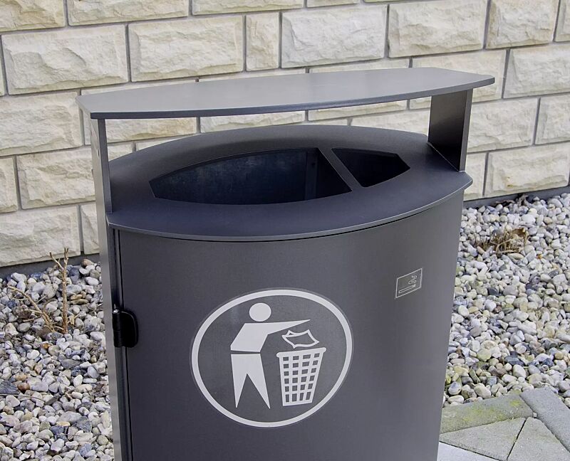 Abfallbehälter SARNIA, mit Ascher, in RAL 7016 anthrazitgrau