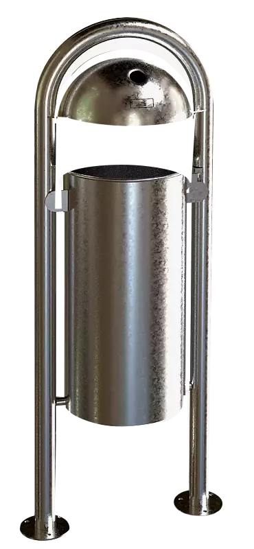 Abfallbehälter WOLVERTON mit Ascher, Vollblech, zum Aufdübeln, feuerverzinkt