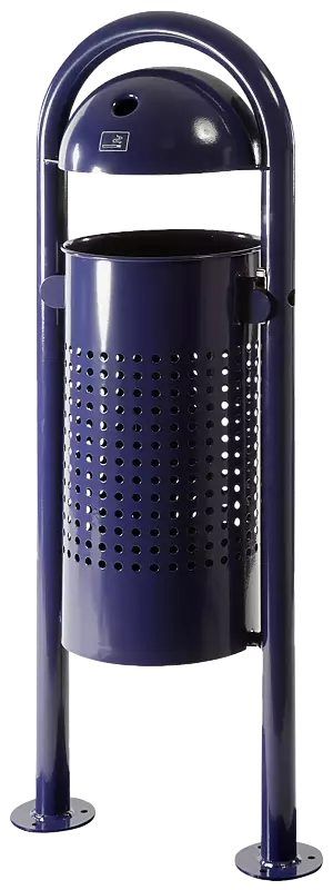 Abfallbehälter WOLVERTON mit Ascher, mit Lochoptik, zum Aufdübeln, in RAL 5013 kobaltblau