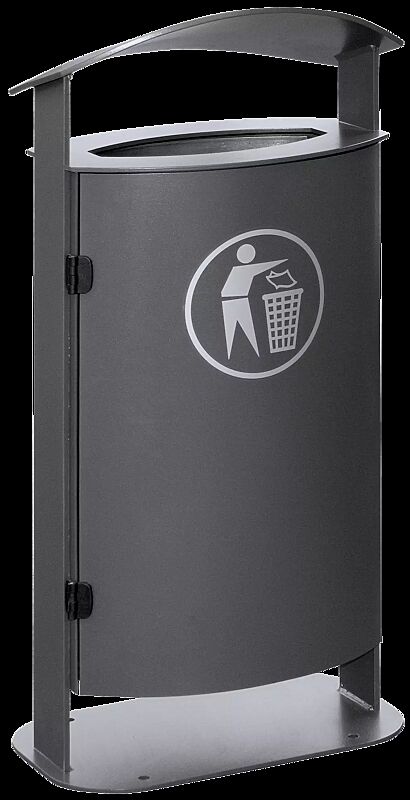 Abfallbehälter SARNIA, ohne Ascher, zum Aufdübeln, in RAL 7016 anthrazitgrau
