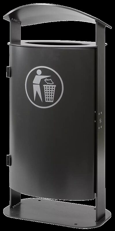 Abfallbehälter SARNIA, ohne Ascher, zum Aufdübeln, in RAL 7016 anthrazitgrau