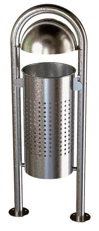 Abfallbehälter WOLVERTON ohne Ascher, Lochoptik, zum Aufdübeln, feuerverzinkt