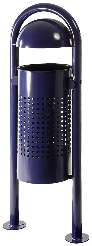 Abfallbehälter WOLVERTON, ohne Ascher, mit Lochoptik, zum Aufdübeln, in RAL 5013 kobaltblau