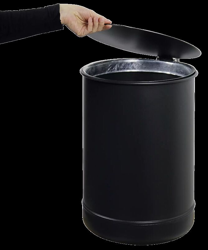 Abfallbehälter KÖLN III, in RAL 7021 schwarzgrau, Deckel geöffnet