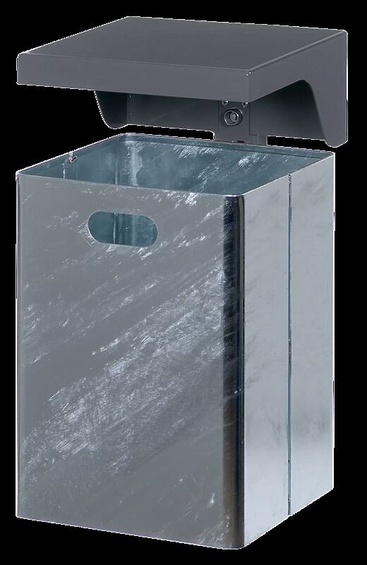 Abfallbehälter FORTE, 40 Liter, mit Schutzdach in DB 703 eisenglimmer, Behälter feuerverzinkt