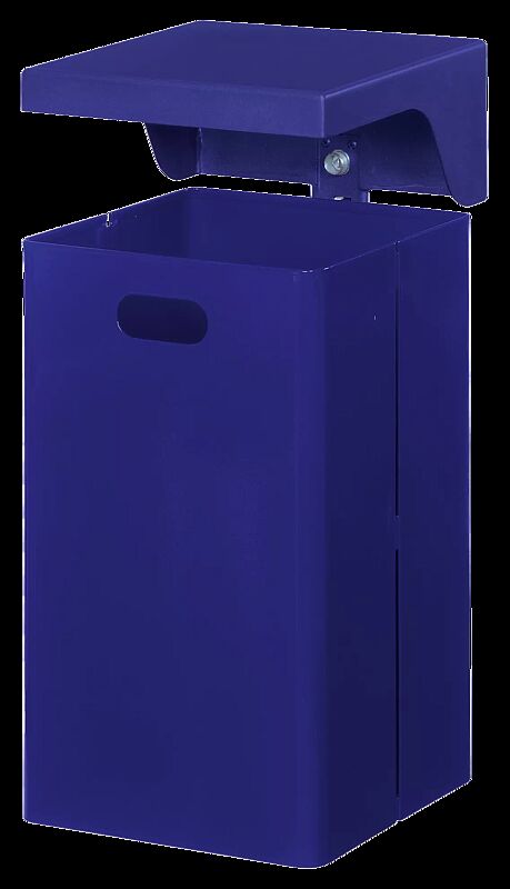 Abfallbehälter FORTE, 50 Liter, mit Schutzdach, in RAL 5013 kobaltblau