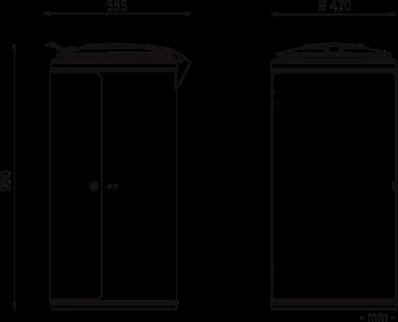 Abfallbehälter EDMONTON, Einflügeltür mit Dreikantschloss