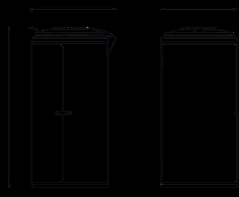 Abfallbehälter EDMONTON, Einflügeltür mit Spannverschluss