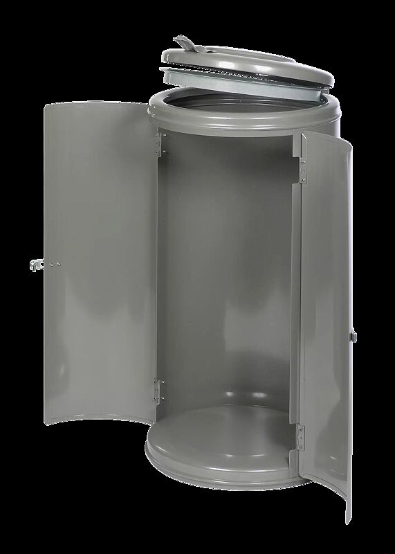 Abfallbehälter EDMONTON, Doppelflügeltür mit Spannverschluss, in DB 701 eisenglimmer (Sonderfarbe)