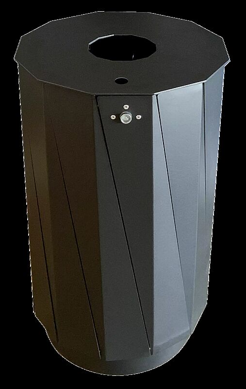 Abfallbehälter TENBY, 60 Liter, mit Ascher, in RAL 7016 anthrazitgrau