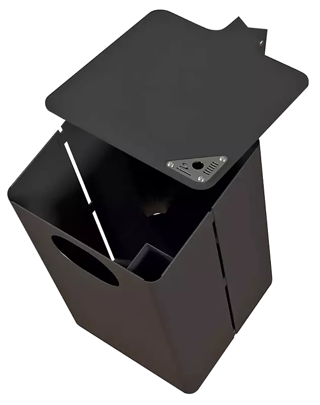 Abfallbehälter KANATA mit Ascher, geöffnet, in RAL 7021 schwarzgrau