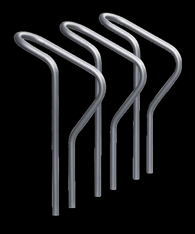 Reihenanlehnbügel LARGO einseitig, 3 Stellplätze, in RAL 9006 weißaluminium