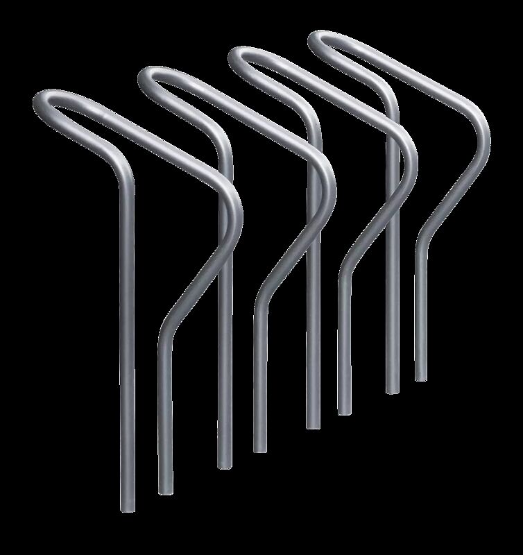 Reihenanlehnbügel LARGO einseitig, 4 Stellplätze, in RAL 9006 weißaluminium