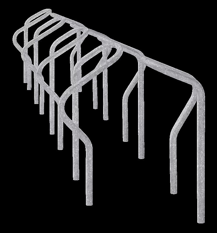 Reihenanlehnbügel LARGO doppelseitig, 8 Stellplätze, feuerverzinkt