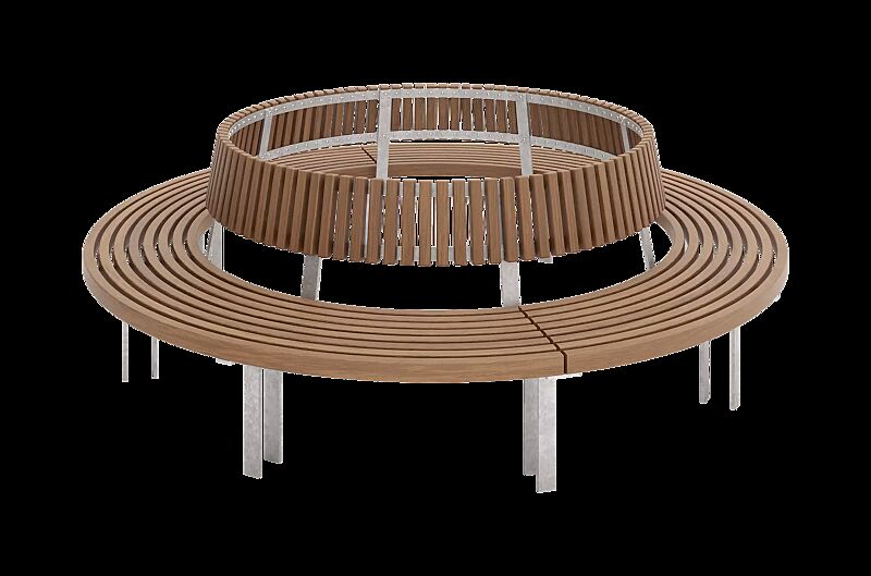 Rundbank IKAST mit Rückenlehne, Ø 2500 mm, Stahlteile feuerverzinkt