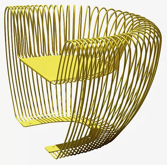 Sitz BUBBLE aus Edelstahl, zusätzlich lackiert in RAL 1018 zinkgelb