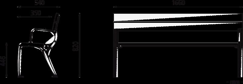 Sitzbank BASIC mit Rücken- und Armlehnen