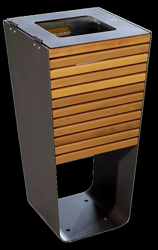 Abfallbehälter KARMA mit Innenbehälter, Stahlteile in DB 703 eisenglimmer