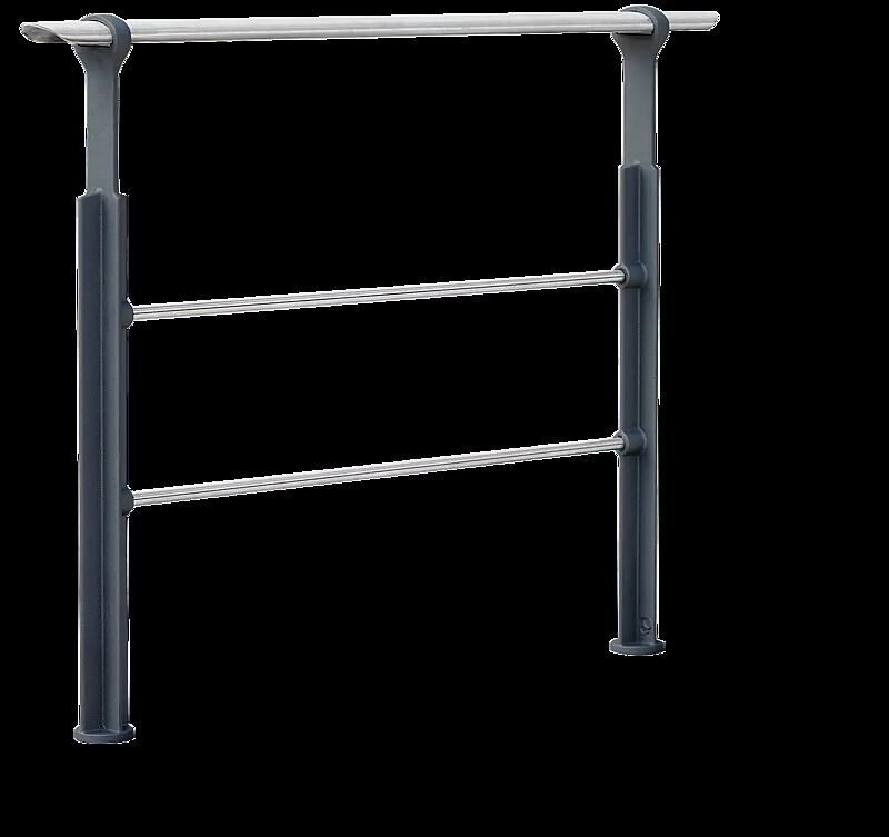 Systemgeländer EVEOLE, Stahlteile in RAL 7016 anthrazitgrau