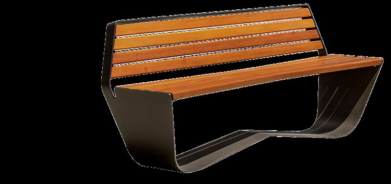 Sitzbank KARMA mit Rückenlehne, Stahlteile in RAL 7016 anthrazitgrau