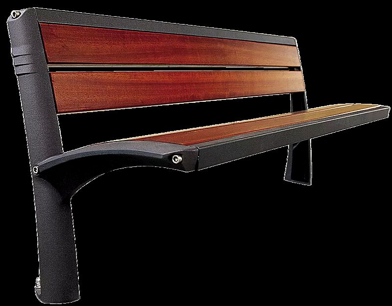 Sitzbank VESTA mit Rückenlehne, mit Holzbelattung, Gusseisengestell RAL 7016 anthrazitgrau