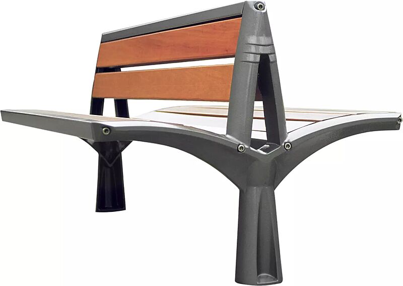 Sitzbank VESTA mit Rückenlehne, doppelseitig, mit Holzbelattung, Gusseisengestell RAL 7016 anthrazitgrau