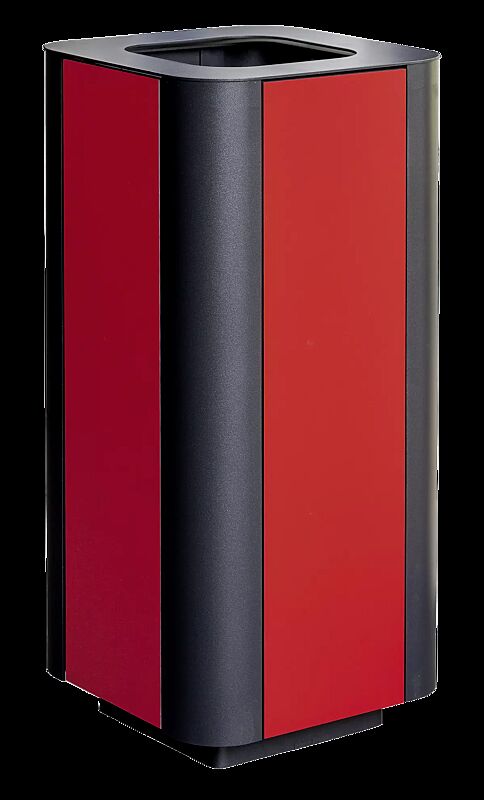 Abfallbehälter PAOSA, Stahlteile in DB 703 eisenglimmer, Korpus aus rotem Zedernholz