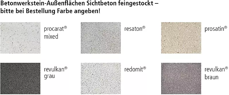 Müllbehälter-Dreifachschrank SWANLEY Sichtbeton feingestockt, Klapphebelverschluss