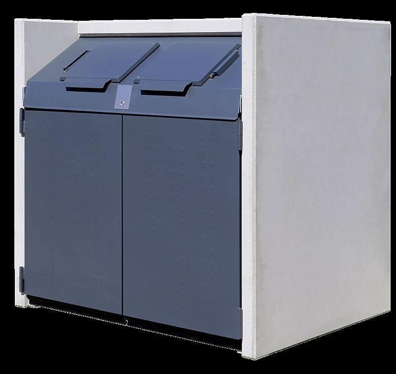 Containerbox DARWEN, Korpus Sichtbeton feingestockt resaton®, Stahlteile in anthrazitgrau ähnlich RAL 7016