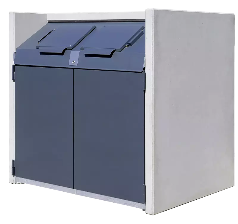 Containerbox SWANLEY, Korpus Sichtbeton glatt, Türen in RAL 7016 anthrazitgrau