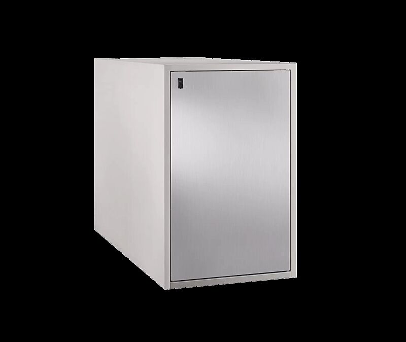 Fahrradgarage ARLINGTON, vorgerüstet für Zylinderschloss, Korpus Sichtbeton glatt, basisgrau, Türblatt aus Edelstahl