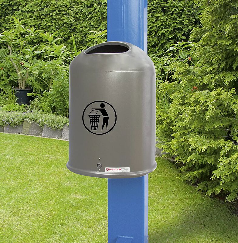 Abfallbehälter DERBY aus Stahlblech, ohne Ascher, in DB 703 eisenglimmer