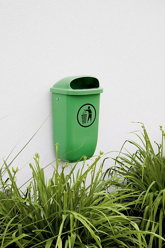 Abfallbehälter YORK aus Kunststoff, in maigrün ähnlich RAL 6017