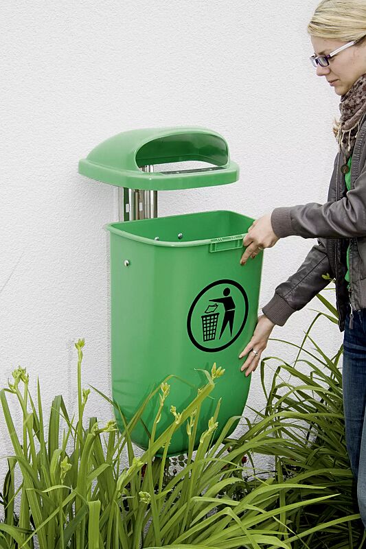 Abfallbehälter YORK aus Kunststoff, in maigrün ähnlich RAL 6017