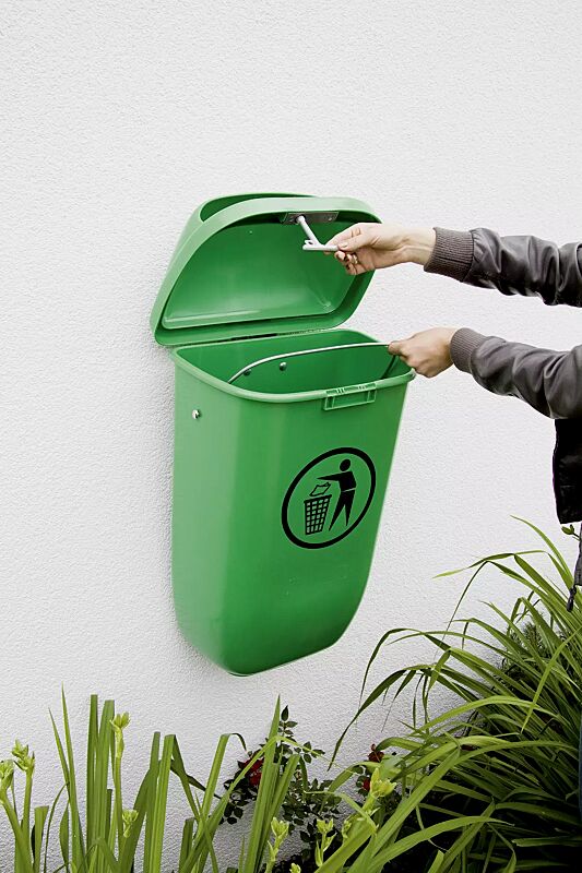 Abfallbehälter YORK aus Kunststoff, in maigrün ähnlich RAL 6017