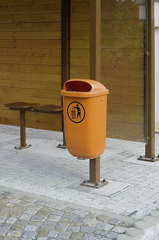 Abfallbehälter YORK, in gelborange ähnlich RAL 2000
