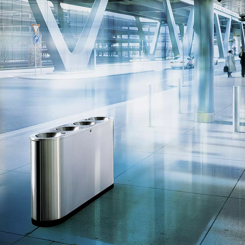 Abfallbehälter CAMPUS QUATTRO aus Edelstahl, selbstlöschend