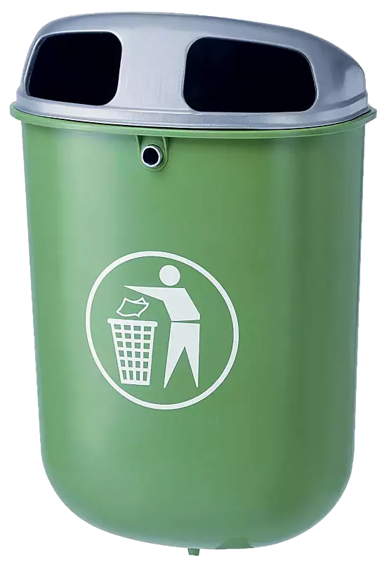 Abfallbehälter TORBAY, ohne Ascher, Behälter in RAL 6001 smaragdgrün