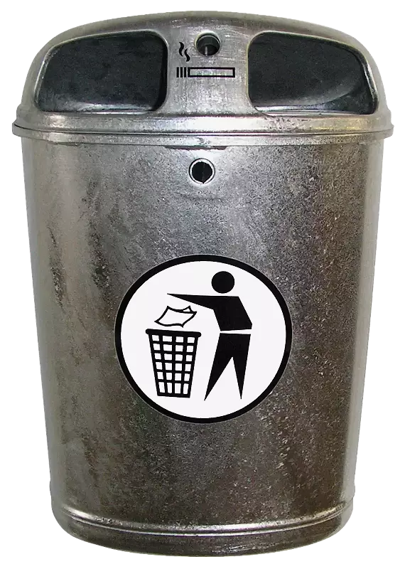 Abfallbehälter TORBAY mit Ascher, feuerverzinkt