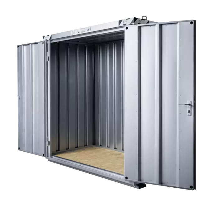 Materialcontainer BOSVILLE, Modell 1, Doppelflügeltür an Stirnseite