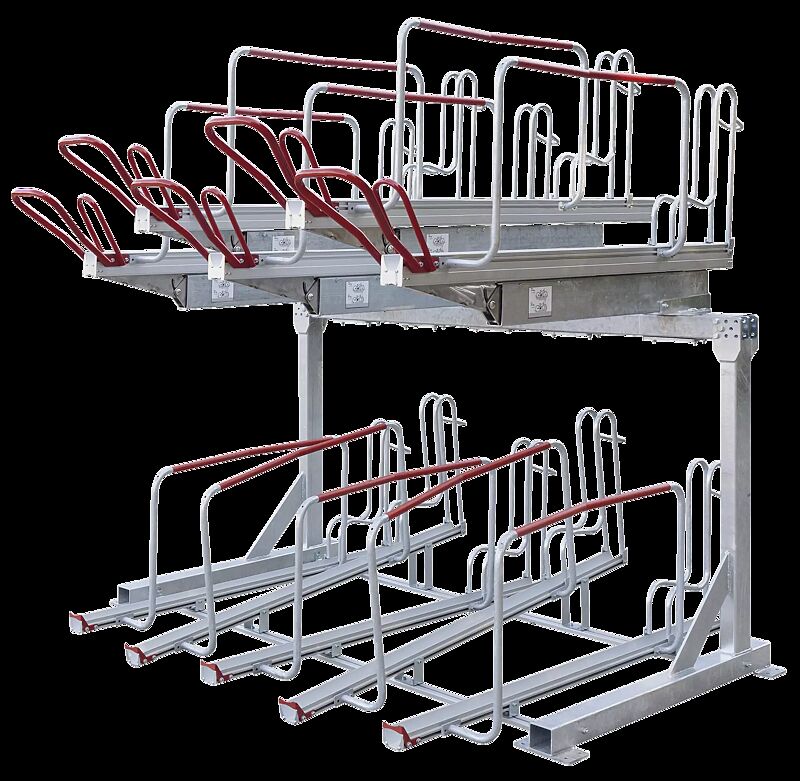 Doppelstock-Fahrradparksystem FLEXHUB einseitig, 10 Stellplätze
