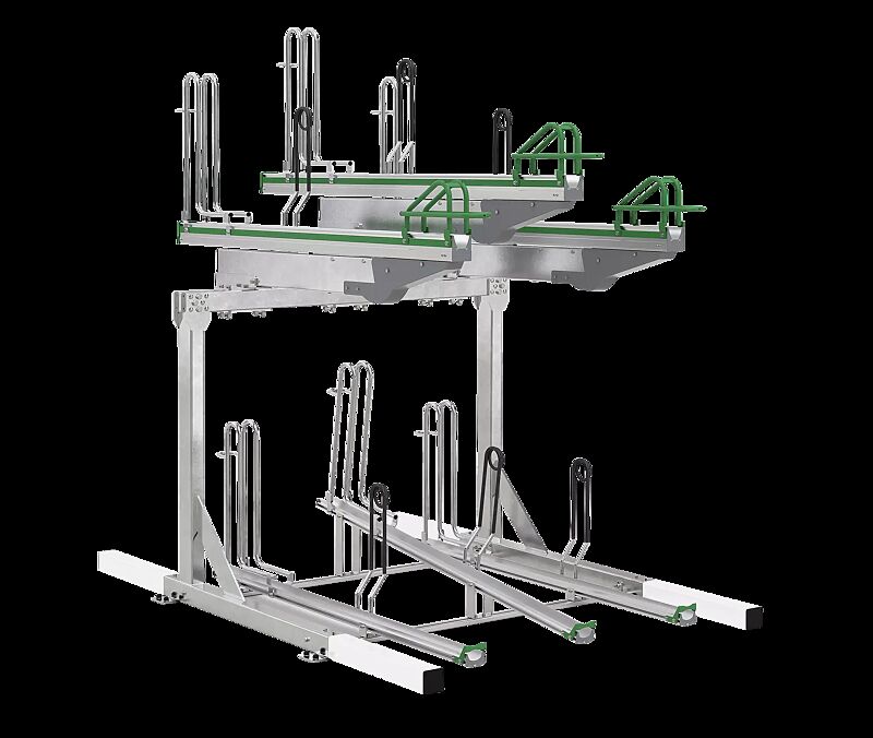 Doppelstock-Fahrradparksystem FLEXHUB PREMIUM, einseitig, 6 Stellplätze, mit Tastleisten (Zubehör)