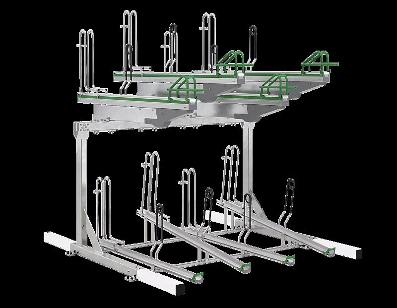 Doppelstock-Fahrradparksystem FLEXHUB PREMIUM, einseitig, 8 Stellplätze, mit Tastleisten (Zubehör)