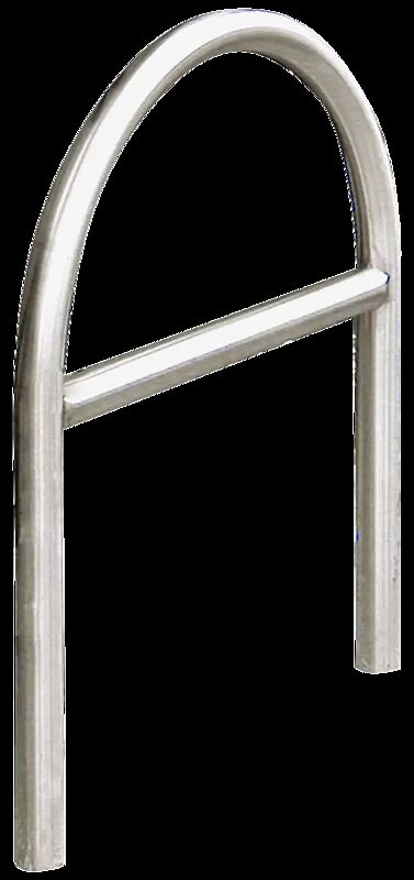 Anlehnbügel LIVORNO mit Quersteg, zum Einbetonieren, Edelstahl
